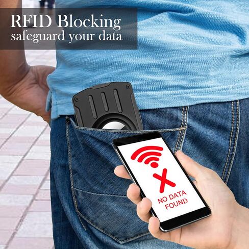 محفظة YIJINSHENG مع علامة هوائية للرجال، جيب أمامي بسيط، حامل بطاقة الائتمان، محافظ معدنية نحيفة مع علامة هوائية RFID لحجب النقود للرجال، محفظة مخفية in Kuwait