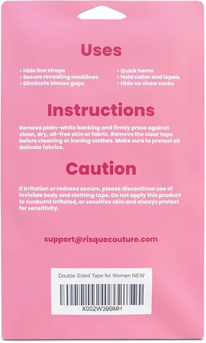 Risqué Double Sided Tape for Fashion Clothes Skin | Fabric Tape & Body Tape | Strong Multi Use Transparent Clear Color | Fabric and Skin Friendly for All Skin Shades (100 Strips) in Kuwait