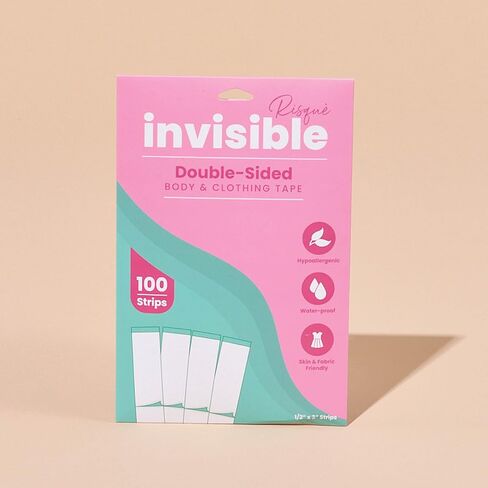 Risqué Double Sided Tape for Fashion Clothes Skin | Fabric Tape & Body Tape | Strong Multi Use Transparent Clear Color | Fabric and Skin Friendly for All Skin Shades (100 Strips) in Kuwait