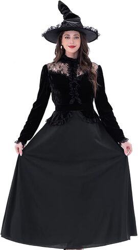 مجموعة أزياء Moonlight Witch Dress التنكرية من JUST FOR PARTY، تصميم دانتيل، للهالوين، in Kuwait