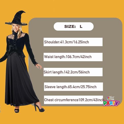 مجموعة أزياء Moonlight Witch Dress التنكرية من JUST FOR PARTY، تصميم دانتيل، للهالوين، in Kuwait