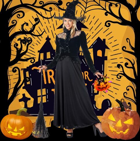 مجموعة أزياء Moonlight Witch Dress التنكرية من JUST FOR PARTY، تصميم دانتيل، للهالوين، in Kuwait