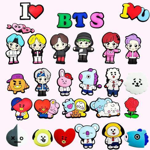 Kocak Gold 29 قطعة B.T.S زينة الأحذية الكرتونية لا تكرر هدية لطيفة لتزيين الأحذية للأولاد والبنات in Kuwait