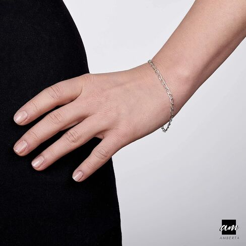 Amberta Women's 925 Sterling Silver Link Chain Bracelet for Charms (Adjustable) in Saudi Arabia