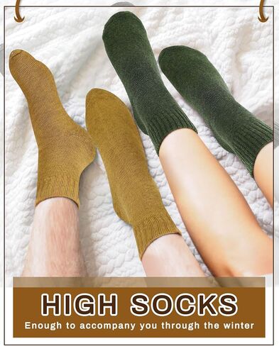 Jecery 50 Pairs Crew Socks Bulk Colorful Boot Socks Ankle Socks Warm Thick Knit Winter Slouch Sock Unisex Socks for Women Men Gifts Red, Yellow, Blue, Green, White One Size in Saudi Arabia