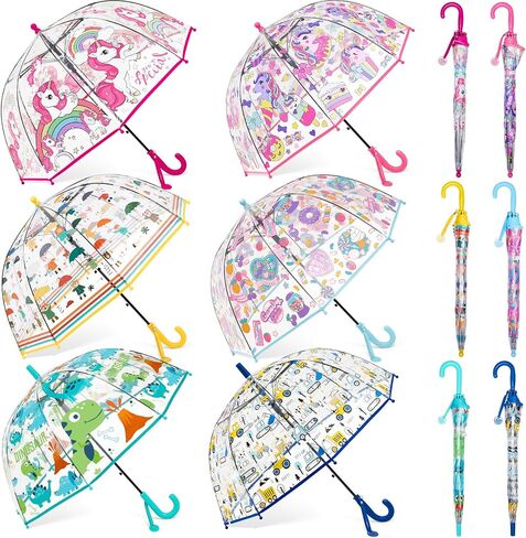 Silkfly 6 Pack Umbrella Kids Clear Bubble Umbrella for Rain Safety Dome Windproof Umbrella Cute Unicorn Bubble Umbrella for Children Toddler Kids Boys and Girls in Saudi Arabia