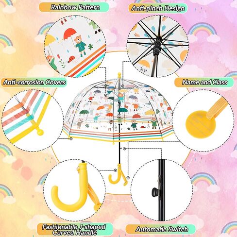 Silkfly 6 Pack Umbrella Kids Clear Bubble Umbrella for Rain Safety Dome Windproof Umbrella Cute Unicorn Bubble Umbrella for Children Toddler Kids Boys and Girls in Saudi Arabia