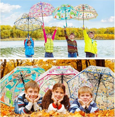 Silkfly 6 Pack Umbrella Kids Clear Bubble Umbrella for Rain Safety Dome Windproof Umbrella Cute Unicorn Bubble Umbrella for Children Toddler Kids Boys and Girls in Saudi Arabia