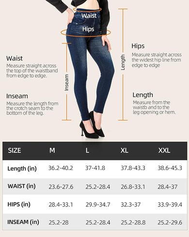 Seamaid Jean Look Leggings Jeggings for Women High Waist Tummy Control with Back Pockets, Denim Print Fake Jean in Kuwait