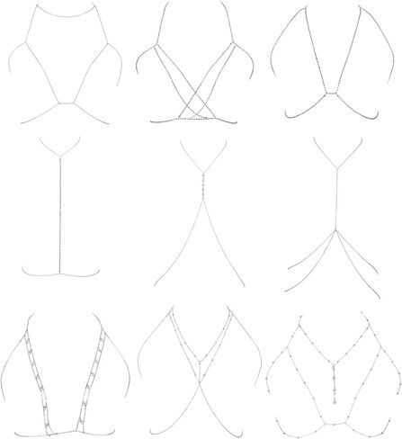 NICEIGHT 9PCS Body Chain for Women Sexy Bikini Bra Chain Necklace Belly Waist Chain for Summer Beach Length Adjustable in Kuwait