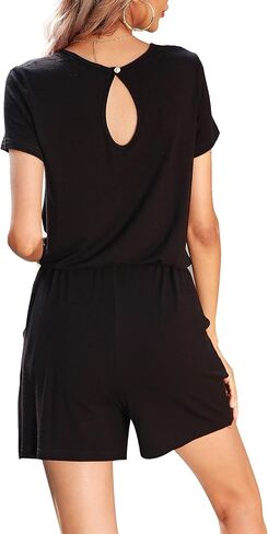 LAINAB Women's Casual Summer Short Sleeve Playsuit Jumpsuits Rompers Shorts with Pockets in Kuwait