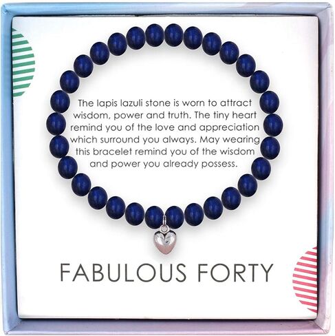 SOLINFOR 40th Birthday Gifts for Women - Lapis Lazuli Beads Bracelet - 40 Years Old Jewelry Gift Idea for Her in Kuwait