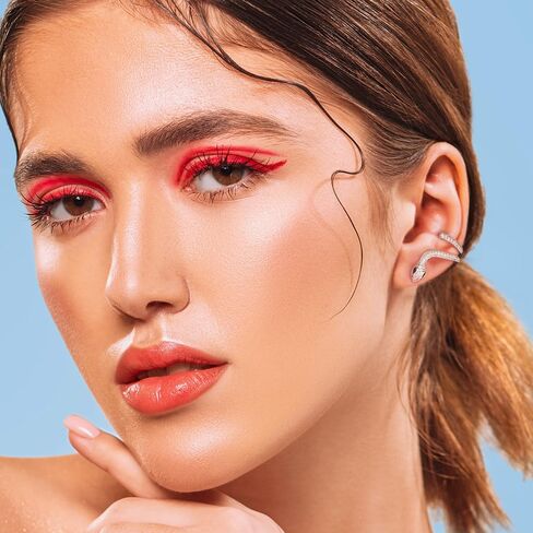 Hefanny Women Huggie مكعب زركونيا أقراط ذهبية هوب أقراط أذن ذهبية عيار 14 قيراط مملوءة بالذهب صغير بوهو بيتش بسيط رقيق مصنوع يدويًا هدية مجوهرات لا تسبب الحساسية (أساور ثعبان فضية) in Kuwait