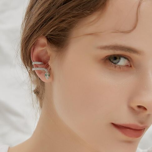 Hefanny Women Huggie مكعب زركونيا أقراط ذهبية هوب أقراط أذن ذهبية عيار 14 قيراط مملوءة بالذهب صغير بوهو بيتش بسيط رقيق مصنوع يدويًا هدية مجوهرات لا تسبب الحساسية (أساور ثعبان فضية) in Kuwait