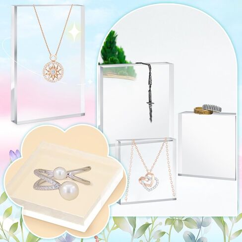 فانسونتا 6 قطع من مكعبات الاكريليك الشفافة المستطيلة لعرض المجوهرات، قاعدة عرض مجوهرات شفافة، قاعدة حامل عرض الخواتم، قاعدة عرض اكريليك عالية الشفافية in Kuwait