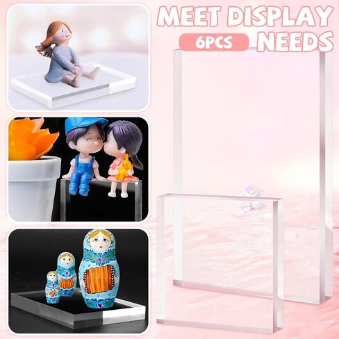 فانسونتا 6 قطع من مكعبات الاكريليك الشفافة المستطيلة لعرض المجوهرات، قاعدة عرض مجوهرات شفافة، قاعدة حامل عرض الخواتم، قاعدة عرض اكريليك عالية الشفافية in Kuwait