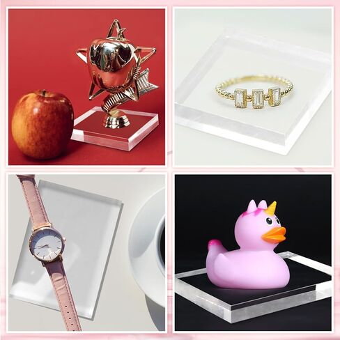 فانسونتا 6 قطع من مكعبات الاكريليك الشفافة المستطيلة لعرض المجوهرات، قاعدة عرض مجوهرات شفافة، قاعدة حامل عرض الخواتم، قاعدة عرض اكريليك عالية الشفافية in Kuwait