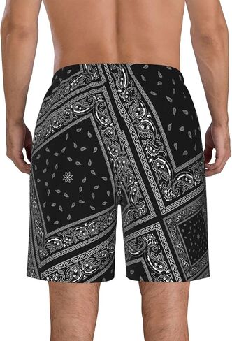 HPOPLACE Men's Swim Trunks Black Bandanas Quick Dry Beach Short Swimwear Bathing Suits in Saudi Arabia