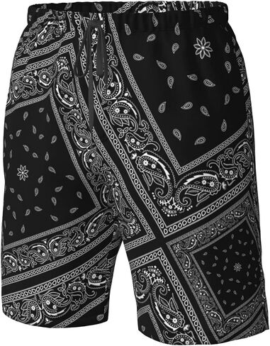 HPOPLACE Men's Swim Trunks Black Bandanas Quick Dry Beach Short Swimwear Bathing Suits in Saudi Arabia