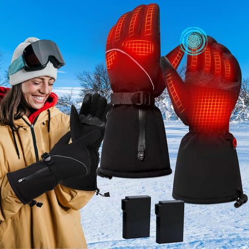 قفازات FineBud ساخنة للرجال والنساء، قفازات ساخنة قابلة لإعادة الشحن مع شاشة تعمل باللمس، قفازات دراجة نارية ساخنة بالبطارية مع 3 أوضاع لدرجة الحرارة، قفازات تسخين كهربائية مقاومة للماء لفصل الشتاء، والتزلج، والمشي لمسافات طويلة in Kuwait