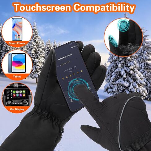 قفازات FineBud ساخنة للرجال والنساء، قفازات ساخنة قابلة لإعادة الشحن مع شاشة تعمل باللمس، قفازات دراجة نارية ساخنة بالبطارية مع 3 أوضاع لدرجة الحرارة، قفازات تسخين كهربائية مقاومة للماء لفصل الشتاء، والتزلج، والمشي لمسافات طويلة in Kuwait