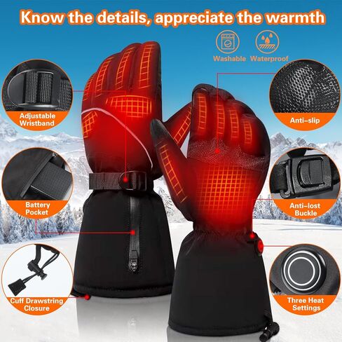 قفازات FineBud ساخنة للرجال والنساء، قفازات ساخنة قابلة لإعادة الشحن مع شاشة تعمل باللمس، قفازات دراجة نارية ساخنة بالبطارية مع 3 أوضاع لدرجة الحرارة، قفازات تسخين كهربائية مقاومة للماء لفصل الشتاء، والتزلج، والمشي لمسافات طويلة in Kuwait