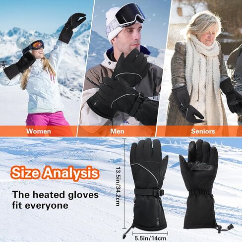 قفازات FineBud ساخنة للرجال والنساء، قفازات ساخنة قابلة لإعادة الشحن مع شاشة تعمل باللمس، قفازات دراجة نارية ساخنة بالبطارية مع 3 أوضاع لدرجة الحرارة، قفازات تسخين كهربائية مقاومة للماء لفصل الشتاء، والتزلج، والمشي لمسافات طويلة in Kuwait
