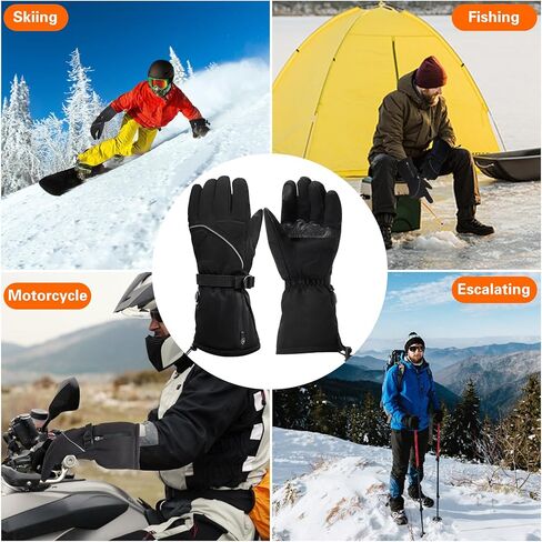 قفازات FineBud ساخنة للرجال والنساء، قفازات ساخنة قابلة لإعادة الشحن مع شاشة تعمل باللمس، قفازات دراجة نارية ساخنة بالبطارية مع 3 أوضاع لدرجة الحرارة، قفازات تسخين كهربائية مقاومة للماء لفصل الشتاء، والتزلج، والمشي لمسافات طويلة in Kuwait