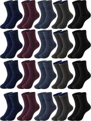 20 Pairs Men's Wool Socks Bulk Thermal Winter Gift Socks Thick Cozy Interior Warm Boot Socks for Women Men Cold Weather Christmas Hiking Camping Skiing in Saudi Arabia