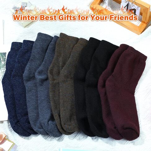 20 Pairs Men's Wool Socks Bulk Thermal Winter Gift Socks Thick Cozy Interior Warm Boot Socks for Women Men Cold Weather Christmas Hiking Camping Skiing in Saudi Arabia