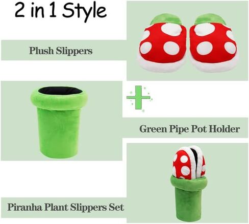 تيمسوفيا شبشب 2 في 1 بتصميم فطر مع حامل، شبشب نباتات البيرانا للبالغين، شبشب قطيفة شتوي مرح في وعاء للنساء والرجال، هدية للتهنئة بالمنزل، اخضر واحمر، مقاس 8-11 X-Wide للنساء/7-10, أخضر وأحمر in Kuwait