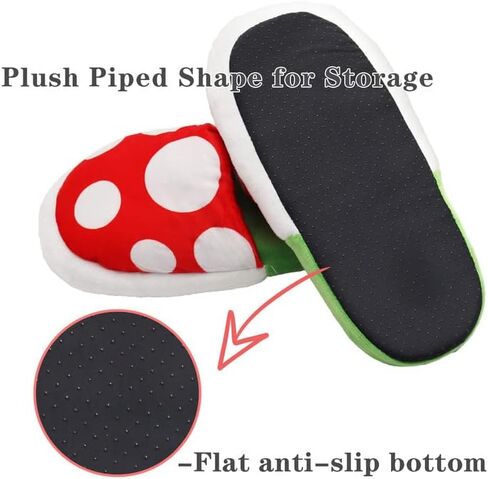 تيمسوفيا شبشب 2 في 1 بتصميم فطر مع حامل، شبشب نباتات البيرانا للبالغين، شبشب قطيفة شتوي مرح في وعاء للنساء والرجال، هدية للتهنئة بالمنزل، اخضر واحمر، مقاس 8-11 X-Wide للنساء/7-10, أخضر وأحمر in Kuwait