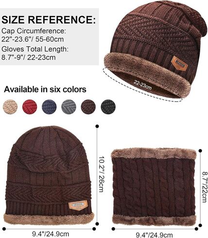 6 Pack Winter Beanie Hat Scarf Set Stylish Knit Skull Caps for Men Women Fleece Thick Lined Neck Warmer in Saudi Arabia