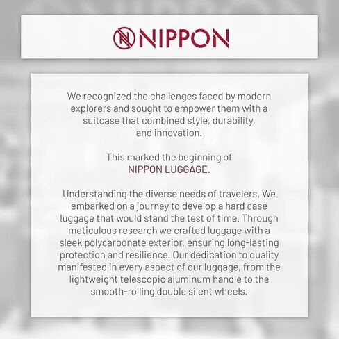 حقيبة NIPPON Luggage Nomad ذات الجانب الصلب الدوار مع عجلات للنساء والرجال، خفيفة الوزن، ذات هيكل صلب للسفر، قوية للغاية ومتينة، من البولي كربونات الممتاز، دامسون، متوسط in Kuwait