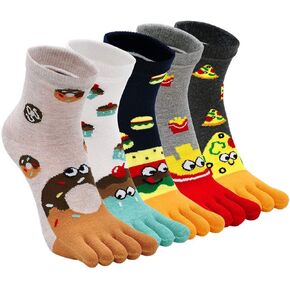 ZAKASA Womens Funny Toe Sock Cotton Five Finger Running Ankle Novelty Socks (Animal cat, US shoe 6-9) in Saudi Arabia
