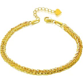 SISGEM Solid 18k Yellow Gold Celtic Chain Bracelet, Fine Gold Link Jewelry for Women (4 mm, 6.5-8.0 Inch) in Saudi Arabia