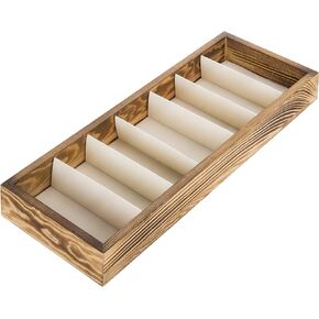 MyGift 7-Slot Burnt Wood Sunglasses and Eyewear Holder Organizer Tray, Jewelry Display Case Storage Drawer Tray