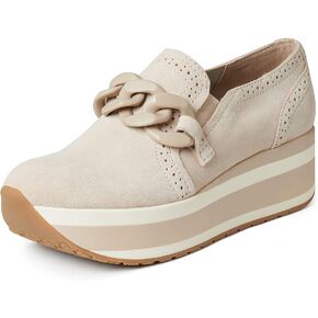Celbreez Platform Sneakers for Women Round Toe Slip On Classic Wedge Heel Loafers Sneaker Comfortable Work Casual Shoes with Chain