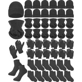 Unittype 48 Pack Unisex Thermal Winter Bulk 12 Cozy Beanies, 12 Neck Warmers, 12 Pairs Winter Gloves and 12 Pairs Warm Socks for Men Women Bundle Gift Set in Kuwait