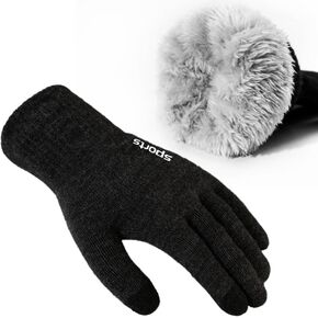 Trifabricy Winter Gloves for Men Women - Wool Fleece Liner Touchscreen Gloves, Thermal Warm Knit Winter Gloves for Men Women Cold Weather