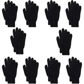 10 أزواج من القفازات السحرية الشتوية للبالغين، قفازات محبوكة دافئة وقابلة للتمدد للرجال والنساء، قفازات سحرية شتوية (10 أزواج - أسود، للكبار - (21 سم)) in Kuwait