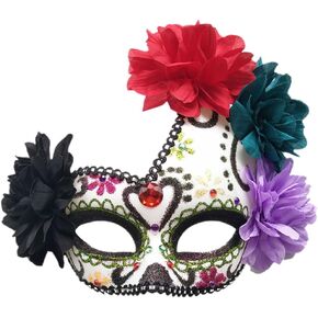 Women's Masquerade Mask Mexican Day of The Dead Sugar Skull Eyemask Masque Fancy Dress