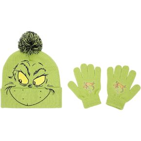 The Grinch Character Cuffed Beanie and Gloves Set in Saudi Arabia