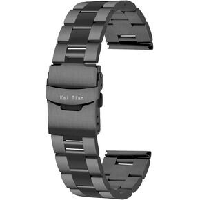 Kai Tian Stainless Steel Tapered Watch Band 20mm 22mm 24mm Brushed & Polished Metal Watch Bands for Men Women Replacement Straps Black Silver in Kuwait