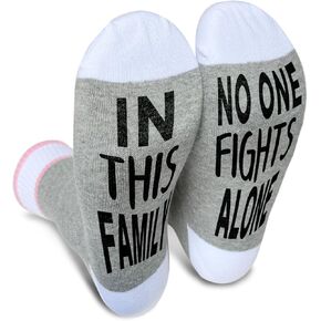 Ziyouza In This Family No One Fight Alone, Cancer Socks, Gift for Cancer Surgery Recovery, Breast Cancer Survivor Gift, Chemo Gift, Novelty Gift for Thanksgiving Christmas Birthday, 1 Pair-31