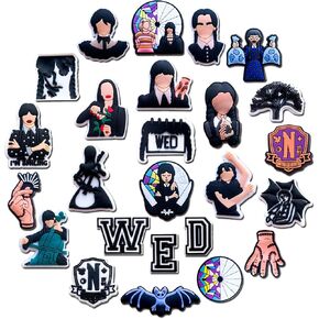 25 قطعة من تعليقات تزيين احذية وينزداي ادامز لصنادل كروك كلوج، دلايات ماري وينزداي دموية لهدايا الحفلات للمراهقين والبالغين، معدن، بدون احجار كريمة in Kuwait