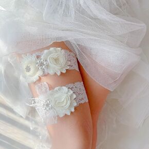 Wedding Bridal Garters Lace Floral Garter Set Flower Stretch Garter Bride Leg Accessory for Women and Girls (Dark Purple)