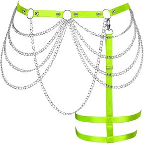 Women's Body Harness Fashion Leg Garter Belt Plus Size Metal Chain Cutout Garter Thigh Punk Gothic Carnival Wife Clothing