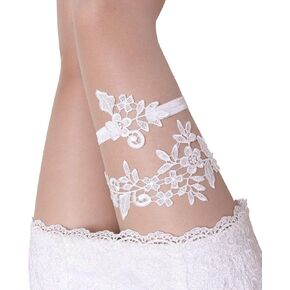 GARGALA Wedding Garters for Bride Bridal Lace Garter Set for Women White Blue Navy Plus Size