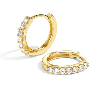 اقراط هوجي مطلية بالذهب عيار 14 قيراط/فضي/ذهبي وردي، اقراط حلقية صغيرة متدلية متدلية على شكل قلب سبايك كروس اولي هاجي مجوهرات بسيطة للنساء والفتيات, حجر الراين المعدني, مكعب زركونيا in Kuwait